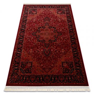 Dywan ORIENT Y307 bordo / czarny Ramka, klasyczny, ornament, z frędzlami