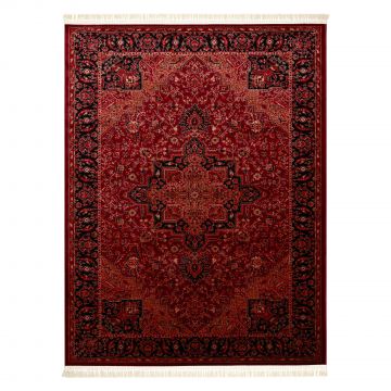 Dywan ORIENT Y307 bordo / czarny Ramka, klasyczny, ornament, z frędzlami
