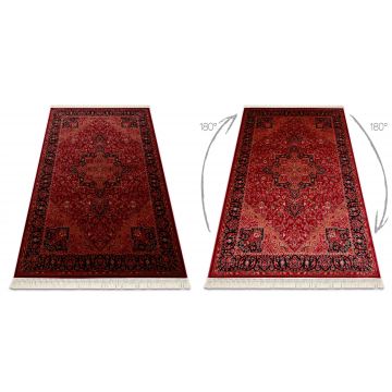 Dywan ORIENT Y307 bordo / czarny Ramka, klasyczny, ornament, z frędzlami