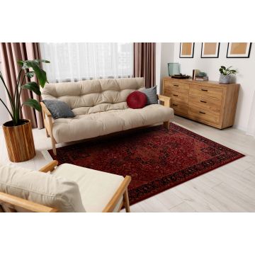 Dywan ORIENT Y307 bordo / czarny Ramka, klasyczny, ornament, z frędzlami