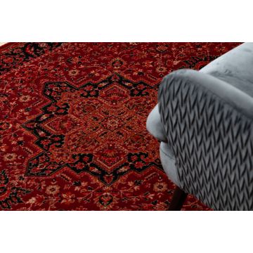 Dywan ORIENT Y307 bordo / czarny Ramka, klasyczny, ornament, z frędzlami