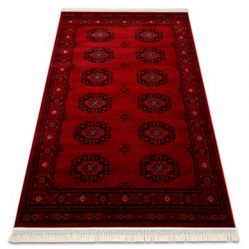 Dywan ORIENT 6871 bordo / czarny Ramka, klasyczny, ornament, z frędzlami