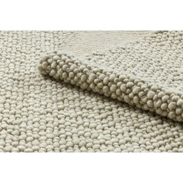 Dywan wełniany TAHAR 99005B krem / szary - RĘCZNIE TKANY pętęlkowy, jednolity