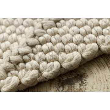 Dywan wełniany TAHAR 99001B krem - RĘCZNIE TKANY pętęlkowy, Romby, boho
