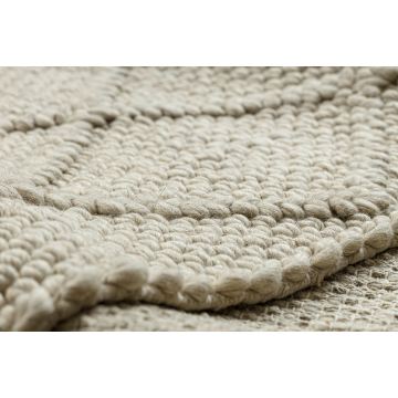 Dywan wełniany TAHAR 99001B krem - RĘCZNIE TKANY pętęlkowy, Romby, boho