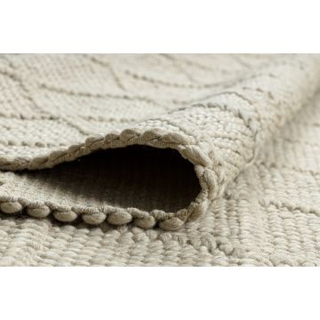 Dywan wełniany TAHAR 99001B krem - RĘCZNIE TKANY pętęlkowy, Romby, boho