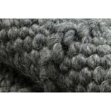 Dywan wełniany TAHAR 99001K antracyt - RĘCZNIE TKANY pętęlkowy, Romby, boho