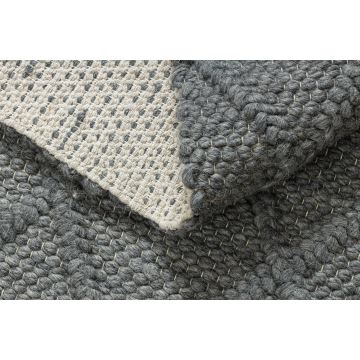 Dywan wełniany TAHAR 99001K antracyt - RĘCZNIE TKANY pętęlkowy, Romby, boho
