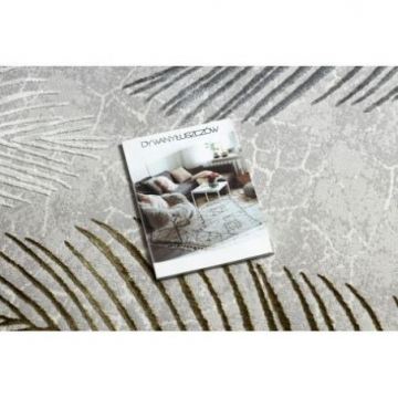 Dywan ALLURE 8752 Liście Palmy - Strukturalny, stylowy, glamour szary / złoty