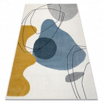 Dywan FUSION 7158 biały / żółty / niebieski - Geometryczny, nowoczesny, abstrakcyjny