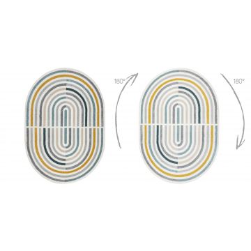 Dywan FUSION 5711 biały / ciemny zielony Shape - Geometryczny, nowoczesny, abstrakcyjny, nieregularny