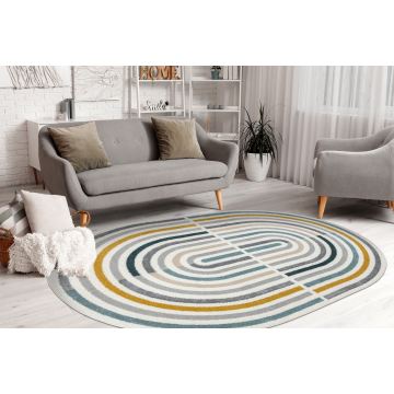 Dywan FUSION 5711 biały / ciemny zielony Shape - Geometryczny, nowoczesny, abstrakcyjny, nieregularny