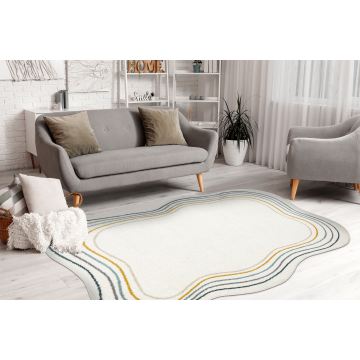 Dywan FUSION 5707 biały / ciemny zielony Shape - Abstrakcja, nowoczesny, abstrakcyjny, nieregularny