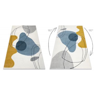 Dywan FUSION 7158 biały / żółty / niebieski - Geometryczny, nowoczesny, abstrakcyjny