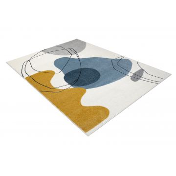 Dywan FUSION 7158 biały / żółty / niebieski - Geometryczny, nowoczesny, abstrakcyjny