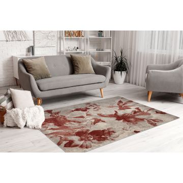 Dywan FUSION 8259 krem / bordo - Kwiaty, nowoczesny, abstrakcyjny