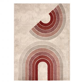 Dywan FUSION 0807 krem / bordo - Geometryczny, nowoczesny, abstrakcyjny