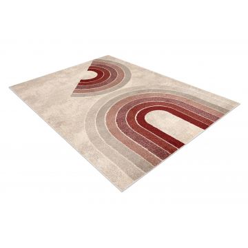 Dywan FUSION 0807 krem / bordo - Geometryczny, nowoczesny, abstrakcyjny