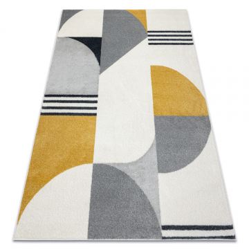 Dywan FUSION 1327 biały / ciemny szary / złoty - Geometryczny, nowoczesny, abstrakcyjny