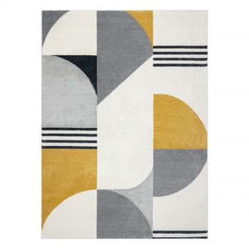 Dywan FUSION 1327 biały / ciemny szary / złoty - Geometryczny, nowoczesny, abstrakcyjny