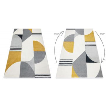 Dywan FUSION 1327 biały / ciemny szary / złoty - Geometryczny, nowoczesny, abstrakcyjny