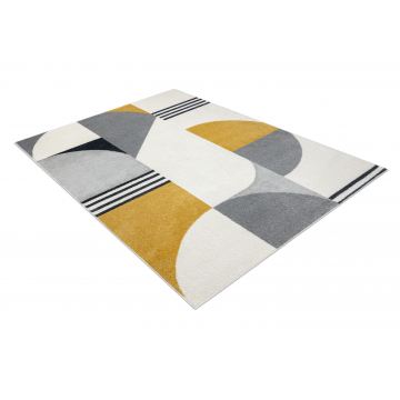 Dywan FUSION 1327 biały / ciemny szary / złoty - Geometryczny, nowoczesny, abstrakcyjny