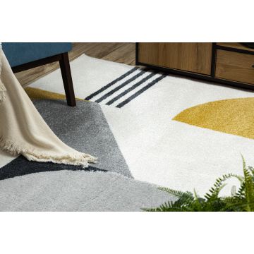 Dywan FUSION 1327 biały / ciemny szary / złoty - Geometryczny, nowoczesny, abstrakcyjny