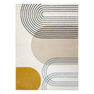 Dywan FUSION 7157 biały / złoty - Geometryczny, nowoczesny, abstrakcyjny