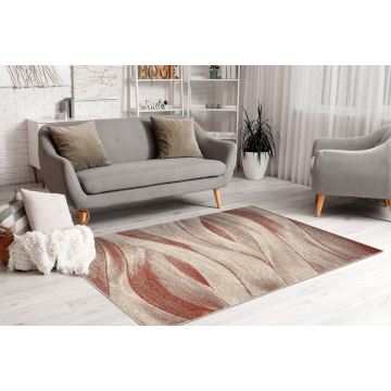 Dywan FUSION 1617 krem / terakota - Fale, nowoczesny, abstrakcyjny